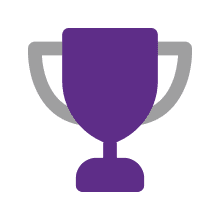 three purple graphic figures sitting and talking at a table