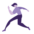 one purple graphic figure dancing side on