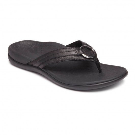 Black Vionic Tide Aloe Toe Post flip flops