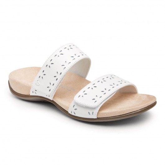 White Randi Vionic two strap slides